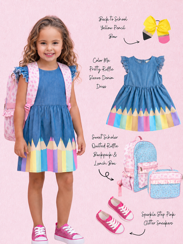 1st Day of School Dress Complete Look 5-Piece Bundle