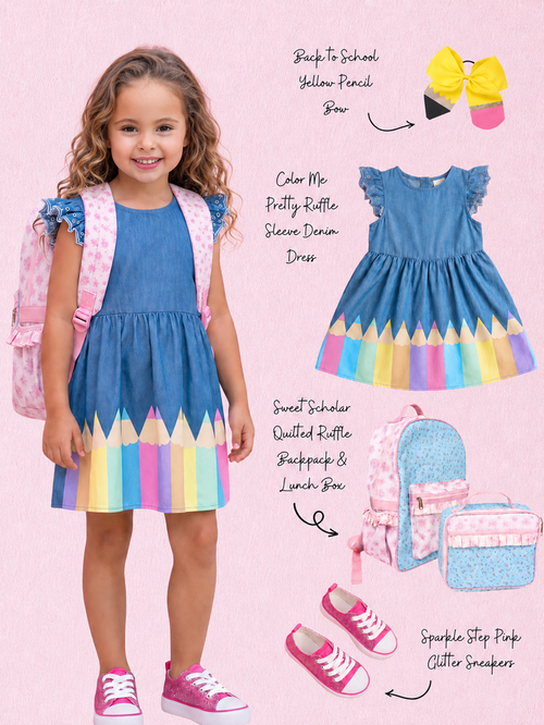 1st Day of School Dress Complete Look 5-Piece Bundle