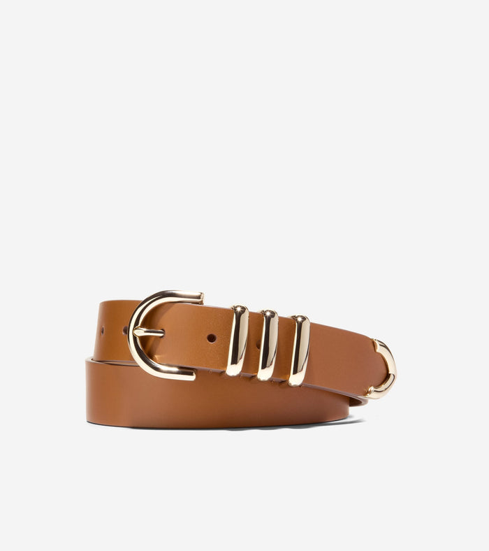 Beveled Edge Modern 3PC Belt Set-Tan