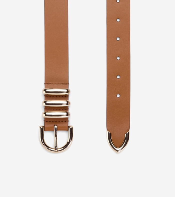 Beveled Edge Modern 3PC Belt Set-Tan