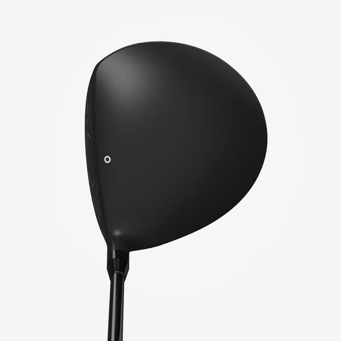 golf driver crown top view showing alignment marking and aerodynamic head shaping for improved aiming consistency