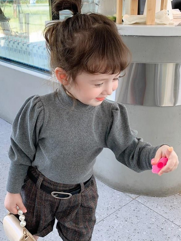 Mia Belle Girls Puff Sleeve Mock Neck Sweater | Girls Fall Outfits