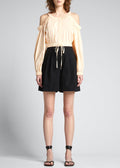 Abbey Ruched Poplin Top (Almond)
