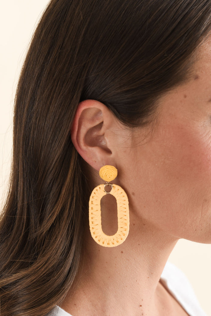 Abeni Yellow Straw Drop Earrings