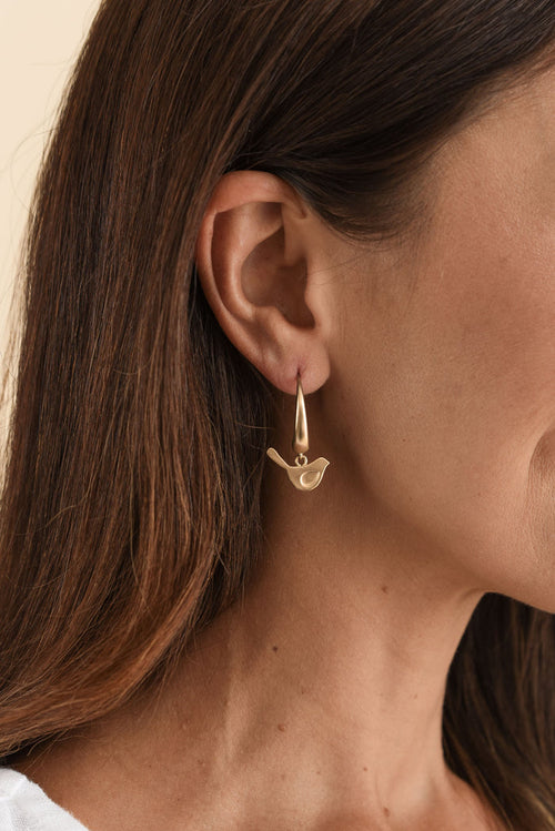 Abia Gold Bird Hook Earrings