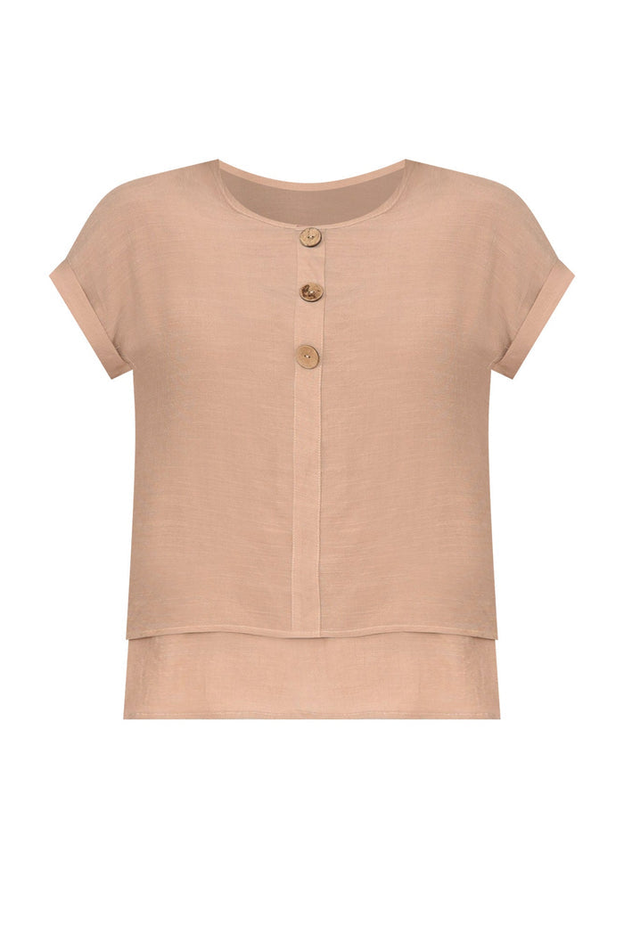 Abilene Beige Button Top,ghost-mani