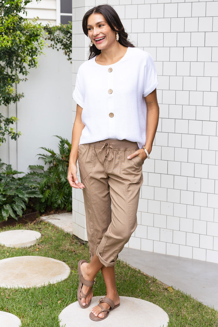 Abilene White Button Top,Lifestyle
