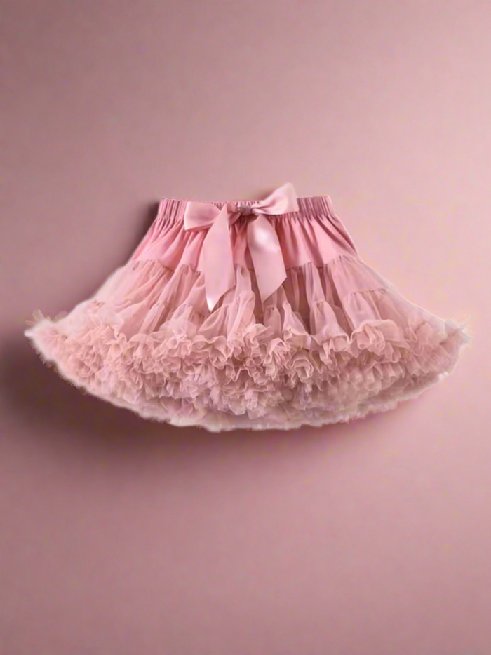 Adorable Fluffy Tulle Tutu Skirt with Satin Bow Mia Belle Girls