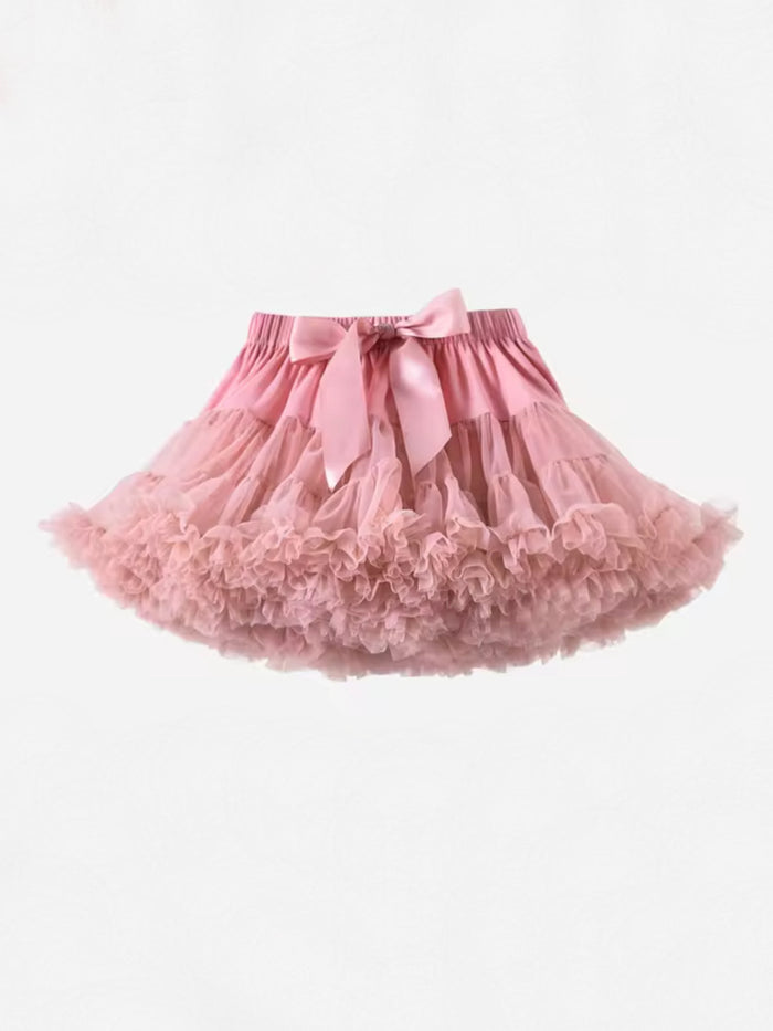 Adorable Fluffy Tulle Tutu Skirt with Satin Bow Mia Belle Girls