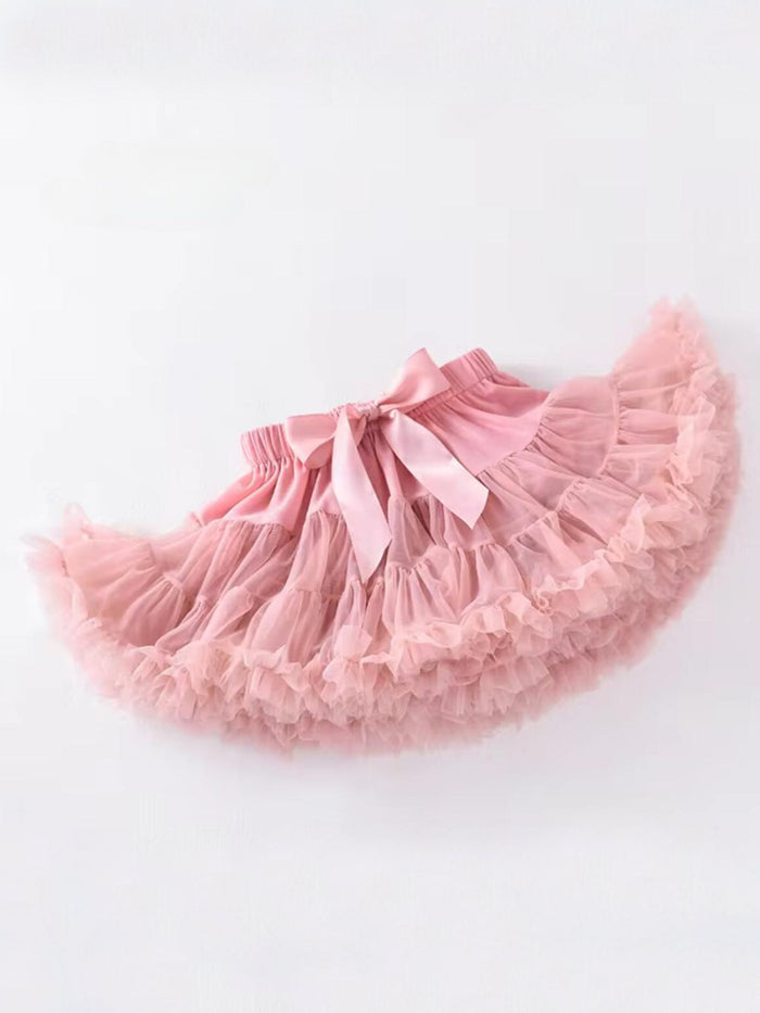 Adorable Fluffy Tulle Tutu Skirt with Satin Bow Mia Belle Girls