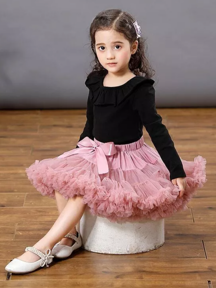 Adorable Fluffy Tulle Tutu Skirt with Satin Bow Mia Belle Girls