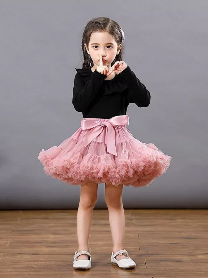 Adorable Fluffy Tulle Tutu Skirt with Satin Bow Mia Belle Girls