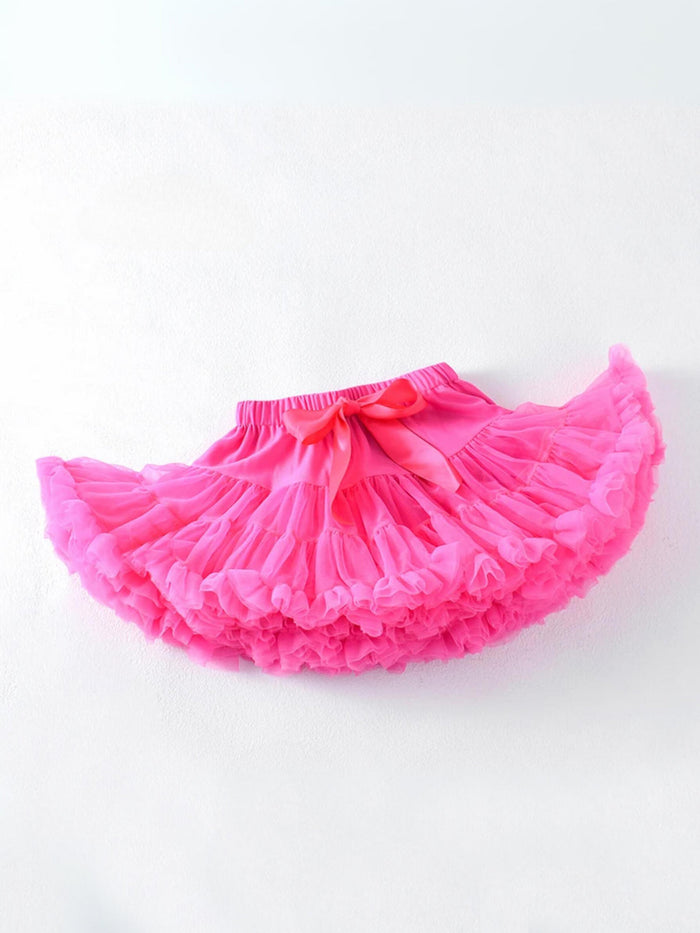 Adorable Fluffy Tulle Tutu Skirt with Satin Bow Mia Belle Girls