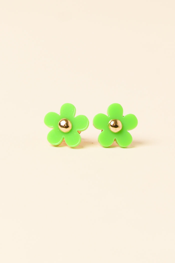 Aileen Green Flower Stud Earrings