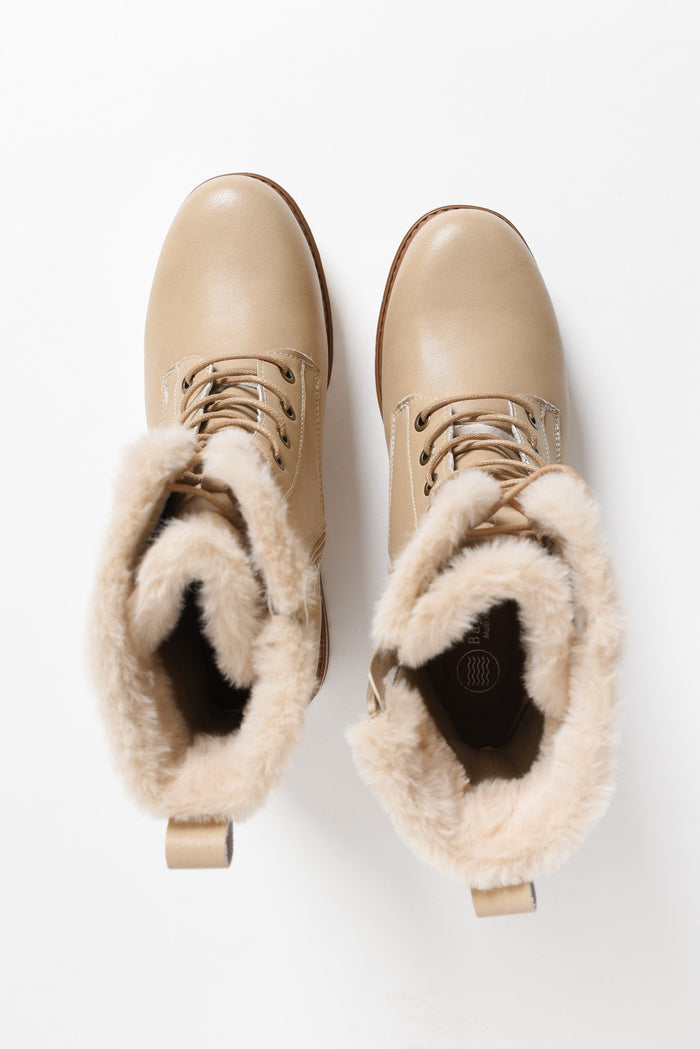 Ainslie Cream Leather Faux Fur Boot
