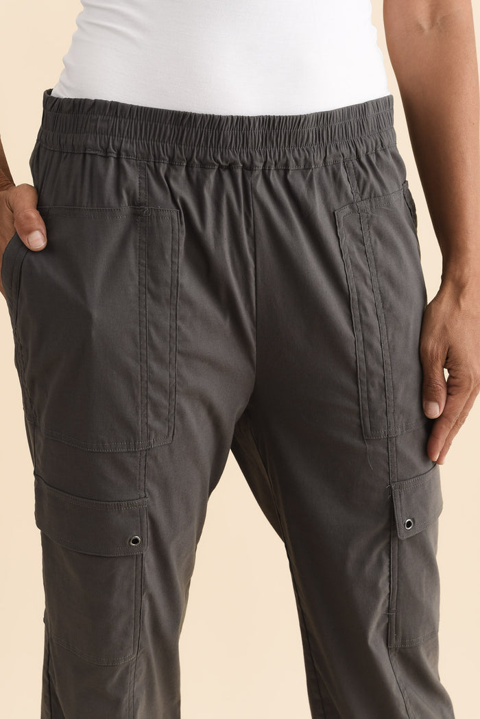 Air-Lite Charcoal Stretch Cargo Pants,Brunette model,alt text|model:Cara