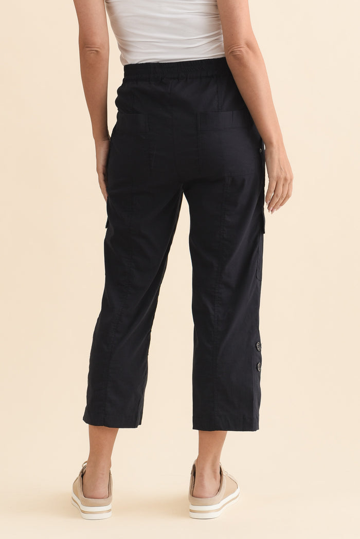 Air-Lite Navy Stretch Cargo Pants,Brunette model,alt text|model:MJ