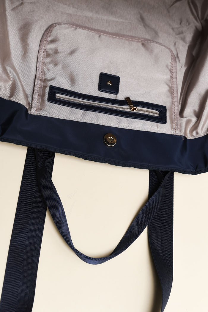 Aleana Navy Quilted Tote Bag