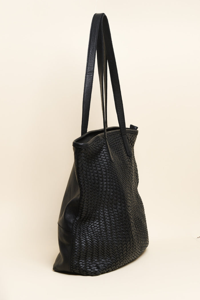 Aleana Navy Quilted Tote Bag