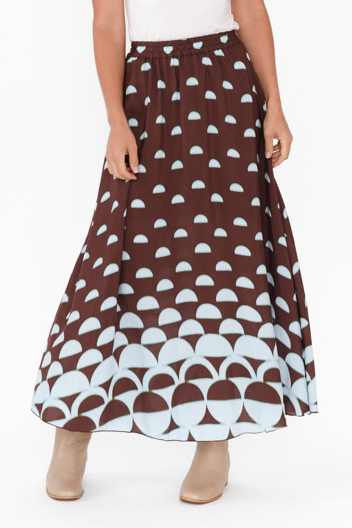 Alias Brown Geo Skirt,Blonde model,alt text|model:Valeria
