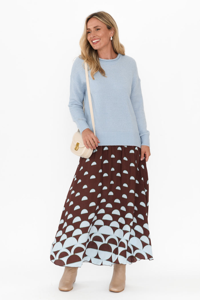 Alias Brown Geo Skirt,Blonde model,alt text|model:Valeria
