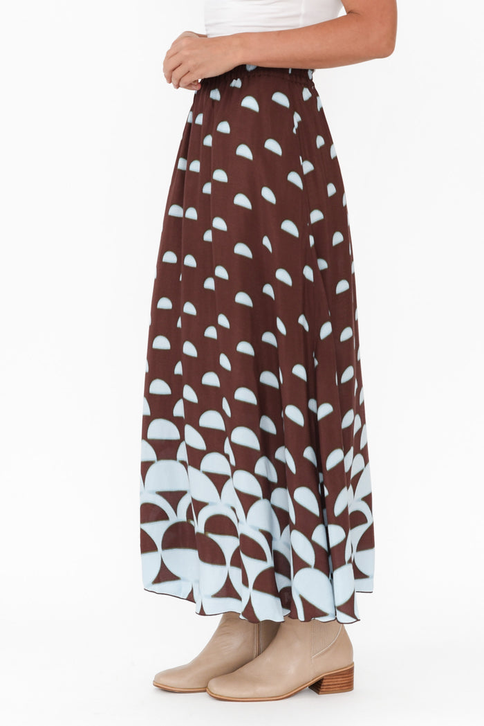 Alias Brown Geo Skirt,Blonde model,alt text|model:Valeria