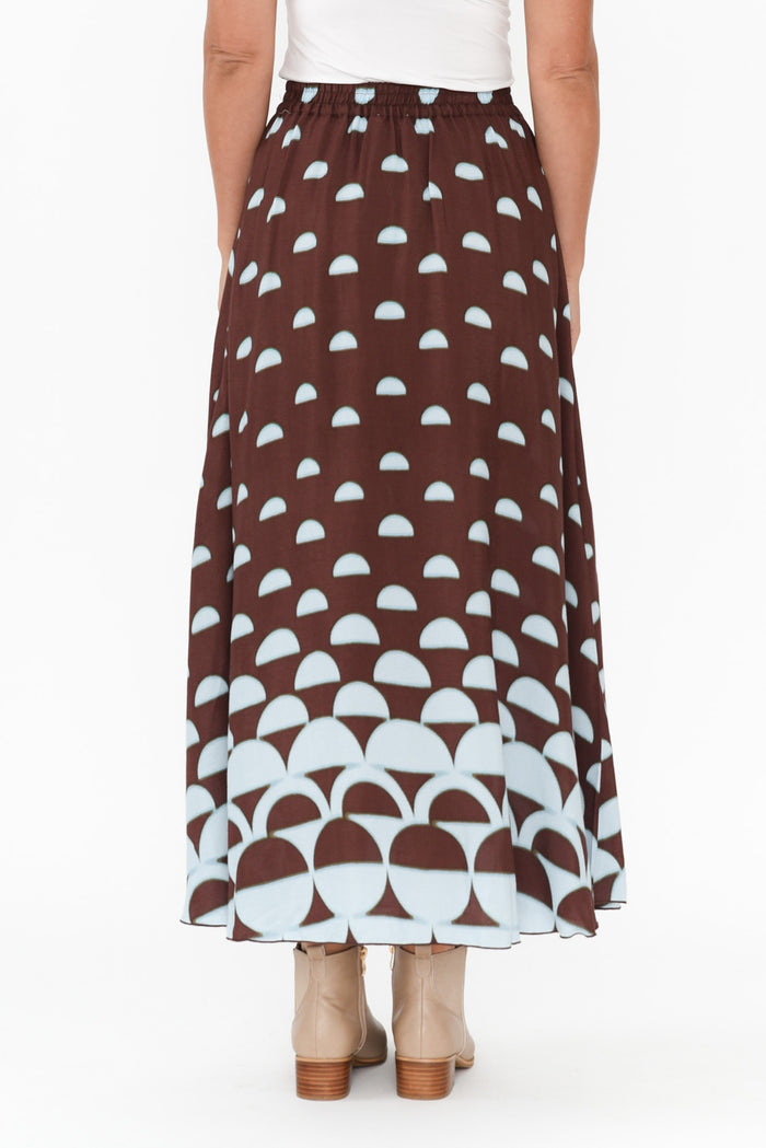 Alias Brown Geo Skirt,Blonde model,alt text|model:Valeria