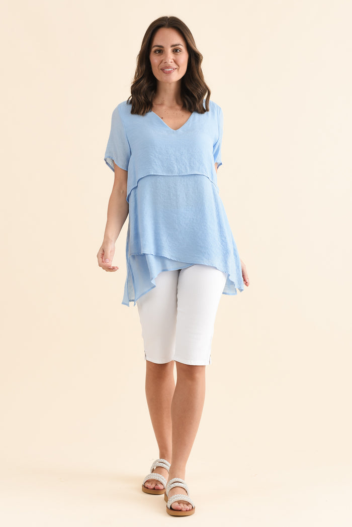 Alvina Sky Layered Tunic Top,Full Body,Brunette model,alt text|model:MJ