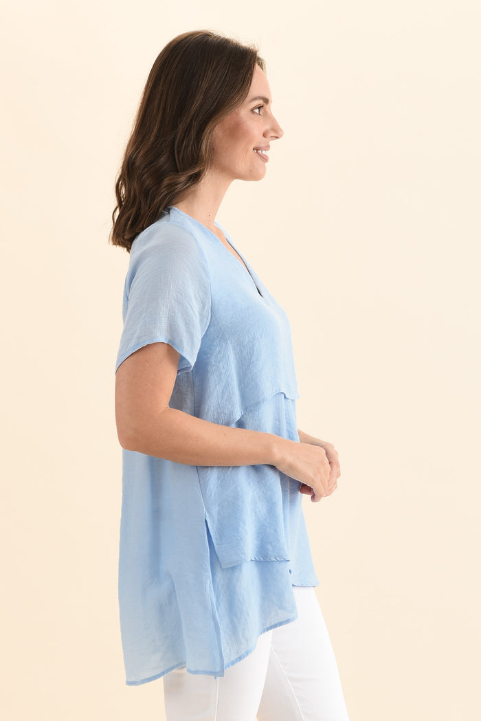 Alvina Sky Layered Tunic Top,Side,Brunette model,alt text|model:MJ
