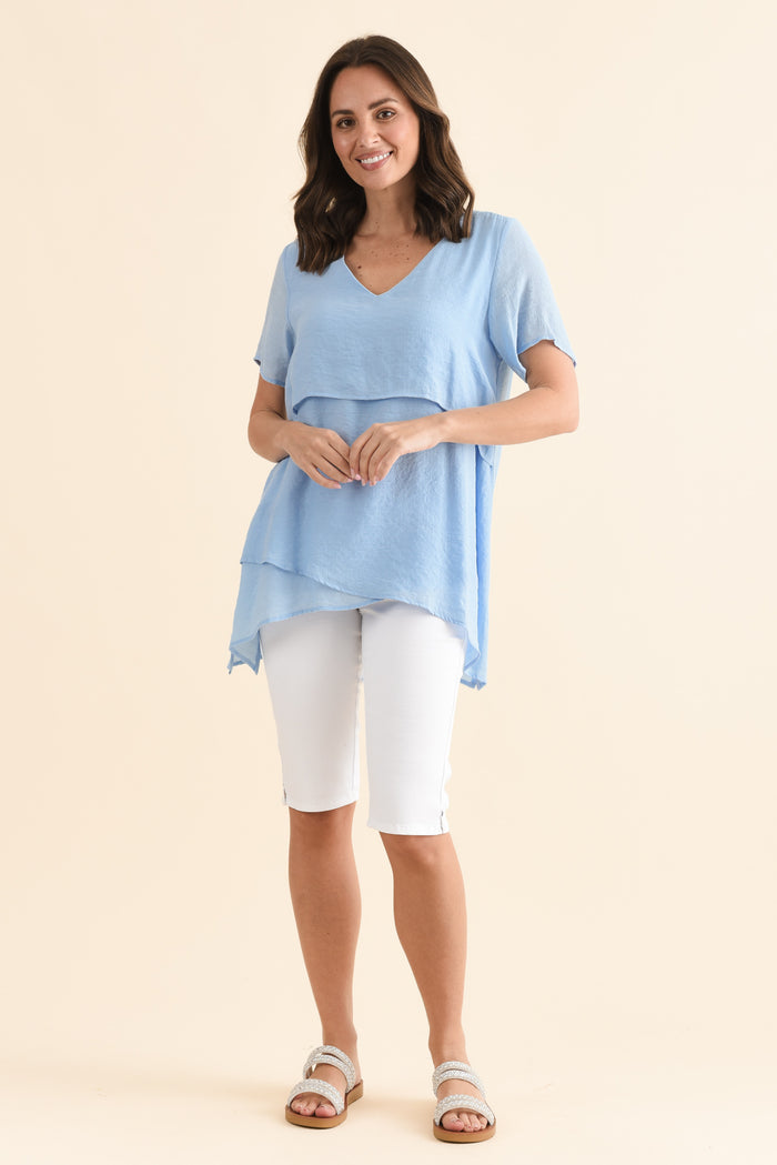 Alvina Sky Layered Tunic Top,Full Body,Brunette model,alt text|model:MJ
