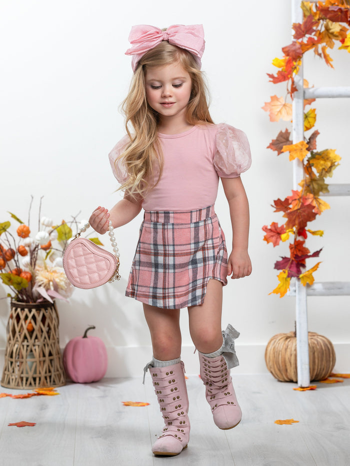 Always Pretty Pink Plaid Skort Set Mia Belle Girls
