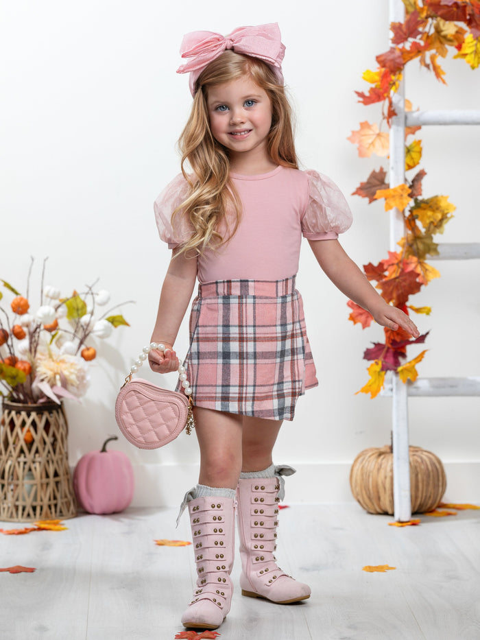 Always Pretty Pink Plaid Skort Set Mia Belle Girls