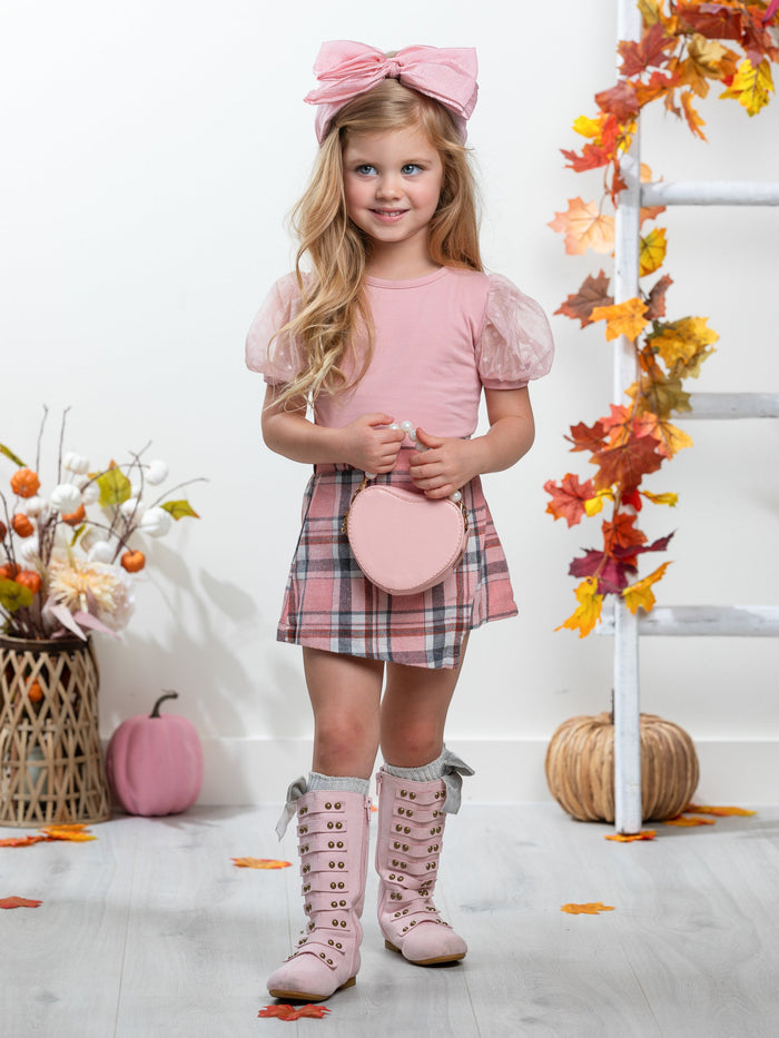 Always Pretty Pink Plaid Skort Set Mia Belle Girls