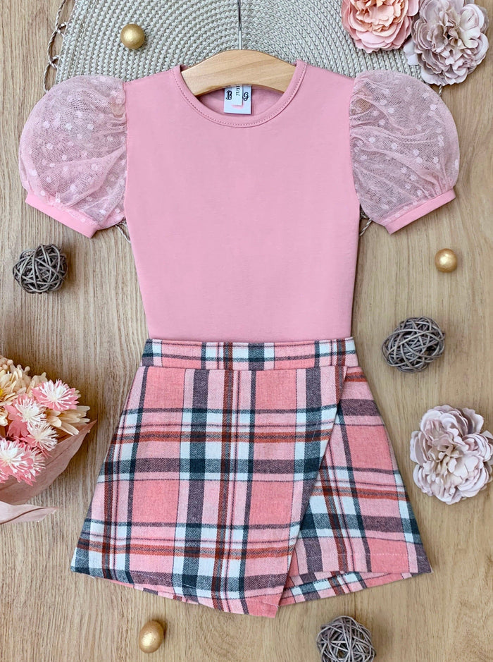 Mia Belle Girls Pink Plaid Skort Set | Back To School Outfits