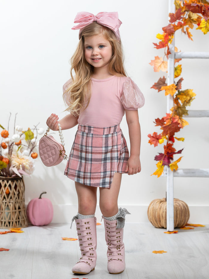 Always Pretty Pink Plaid Skort Set Mia Belle Girls
