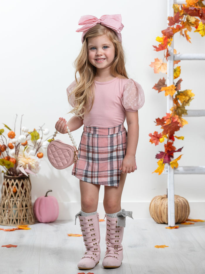 Always Pretty Pink Plaid Skort Set Mia Belle Girls