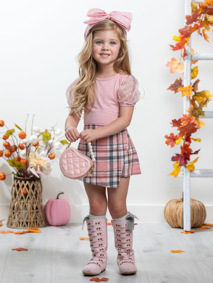 Always Pretty Pink Plaid Skort Set Mia Belle Girls