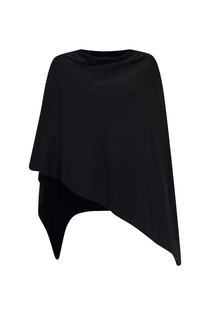Amy Black Wool Blend Poncho,ghost-mani