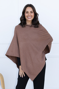 Amy Chocolate Wool Blend Poncho,Brunette model,Lifestyle