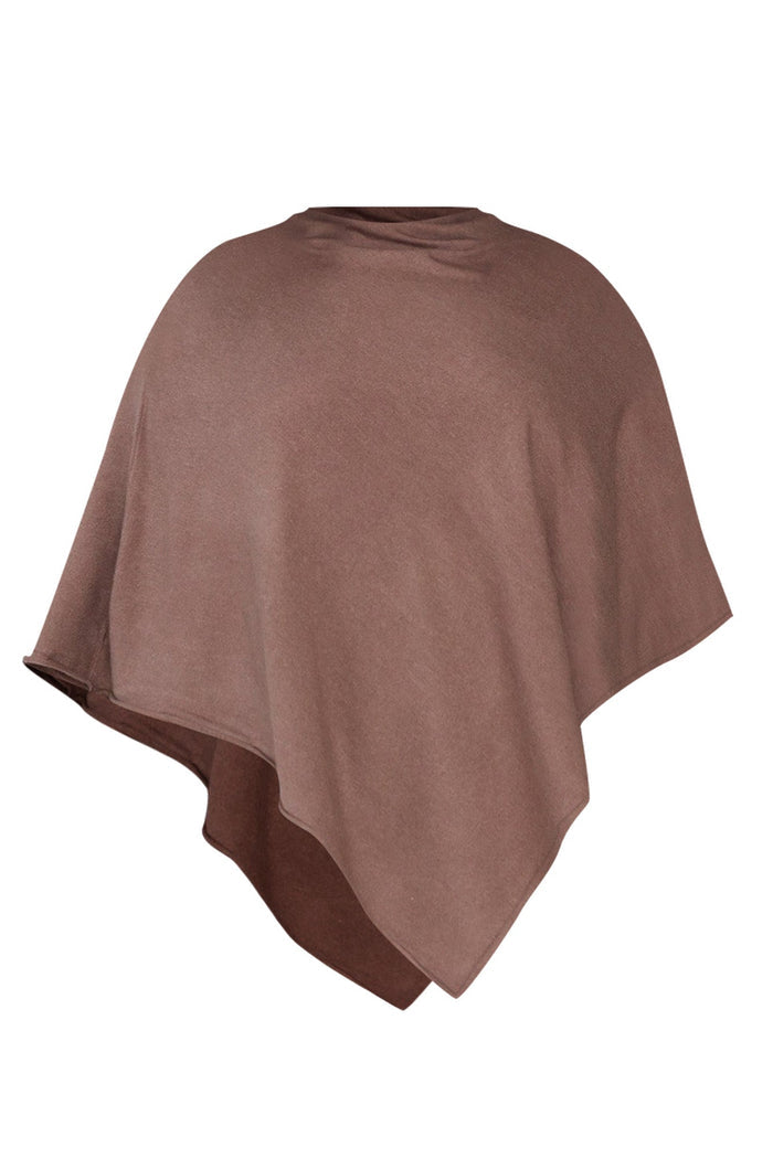 Amy Chocolate Wool Blend Poncho,ghost-mani