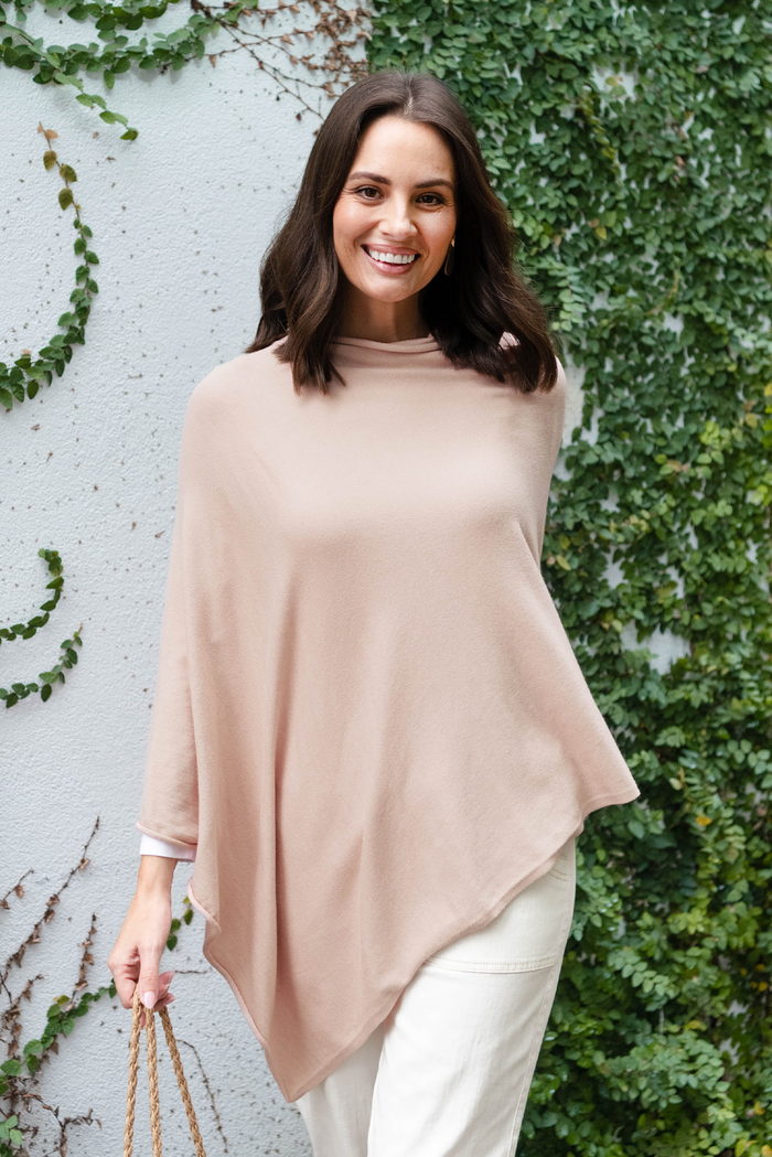 Amy Dusty Pink Wool Blend Poncho
