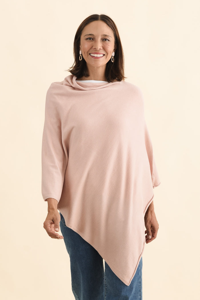 Amy Dusty Pink Wool Blend Poncho