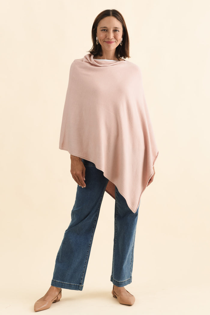 Amy Dusty Pink Wool Blend Poncho