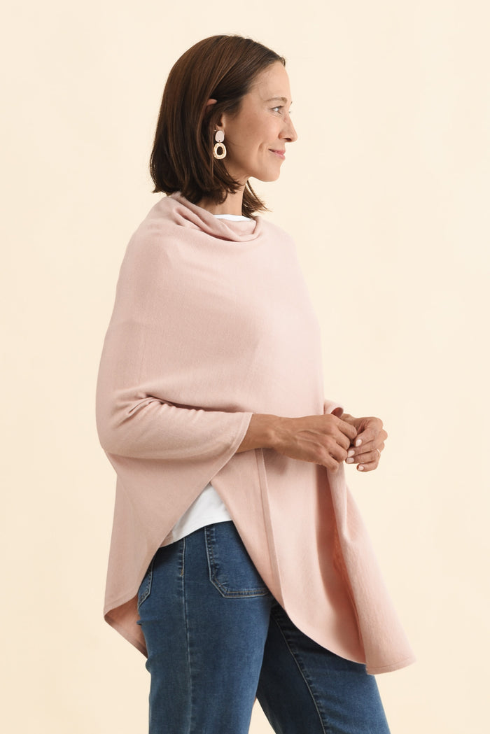 Amy Dusty Pink Wool Blend Poncho