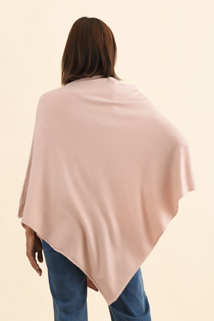 Amy Dusty Pink Wool Blend Poncho