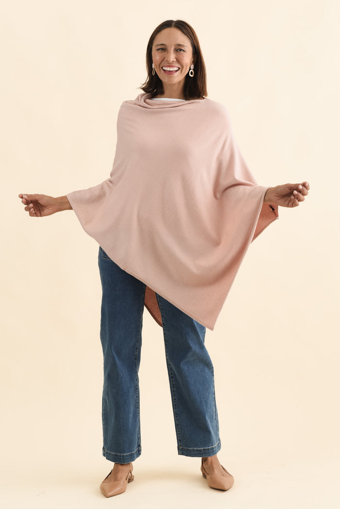 Amy Dusty Pink Wool Blend Poncho