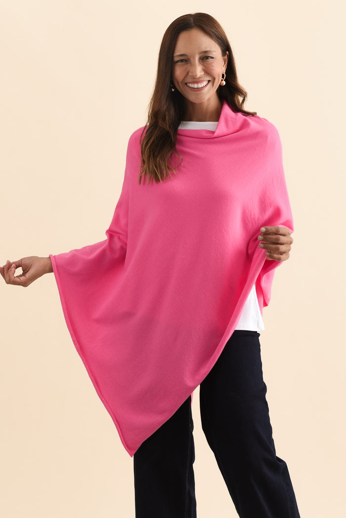 Amy Fuchsia Wool Blend Poncho,Lifestyle