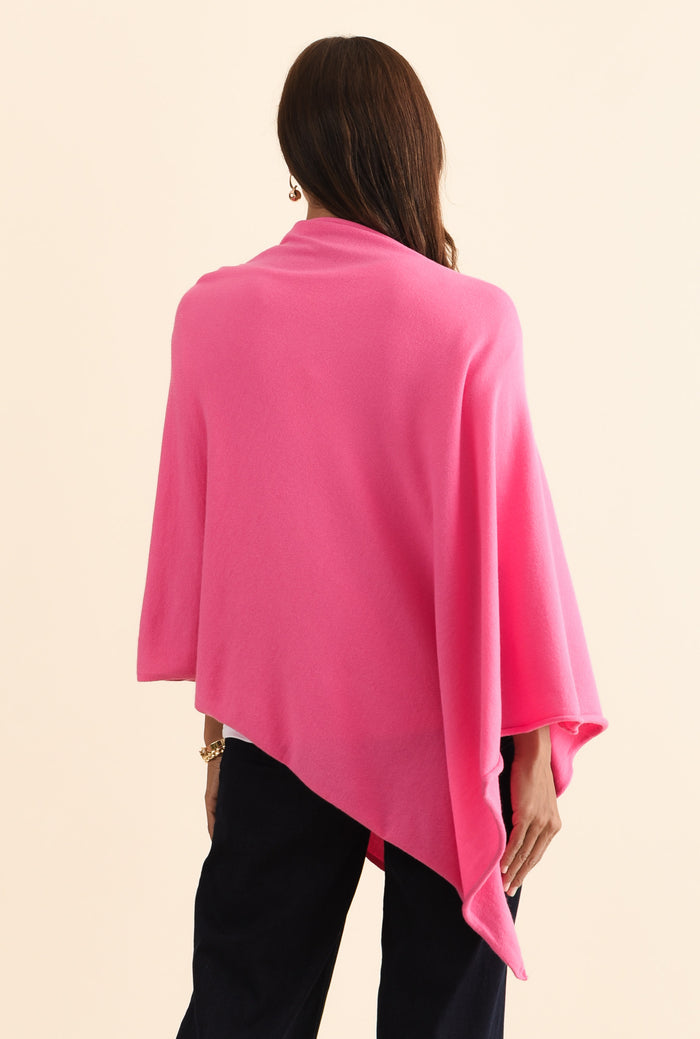 Amy Fuchsia Wool Blend Poncho,Brunette model,alt text|model:Cara