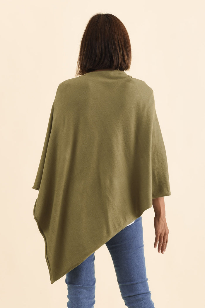 Amy Green Wool Blend Poncho,Brunette model,alt text|model:Cara