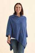 Amy Sea Blue Wool Blend Poncho,Lifestyle